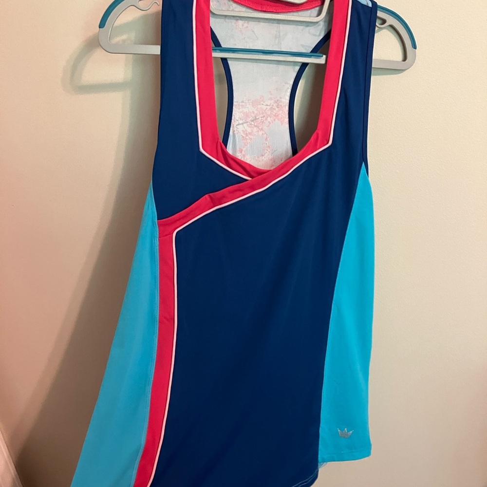 Blue Asymmetrical Sleeveless Tank Top with Cut Out Design